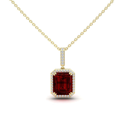 Garnet & Diamond Halo Necklace