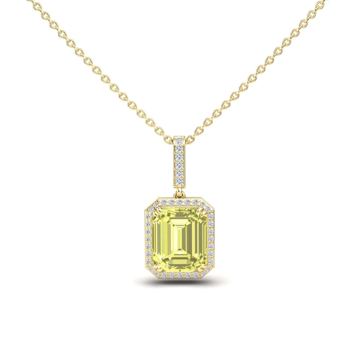 Lemon Citrine & Diamond Halo Necklace - Sanya