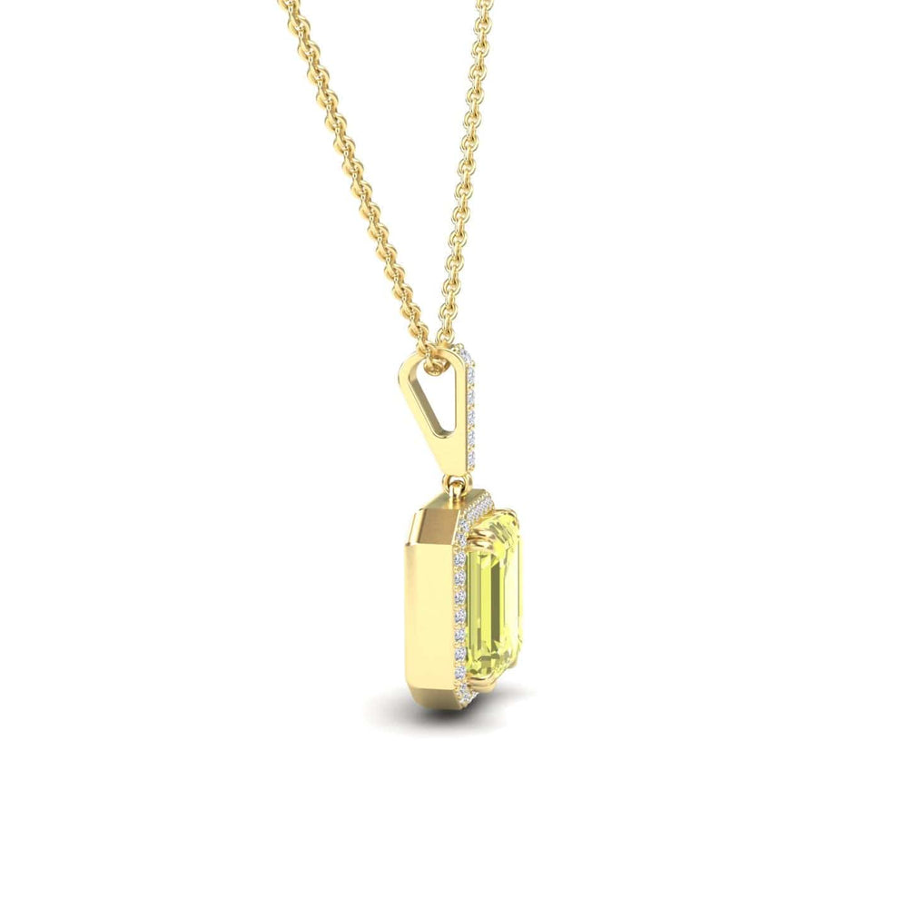 Lemon Citrine & Diamond Halo Necklace - Sanya