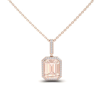 Morganite & Diamond Halo Necklace - Sanya