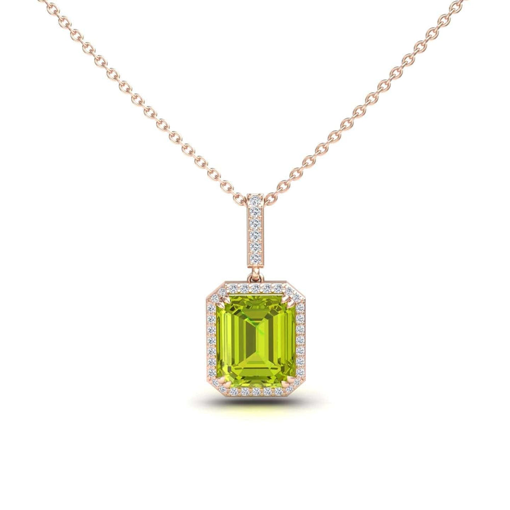 Peridot & Diamond Halo Necklace - Sanya