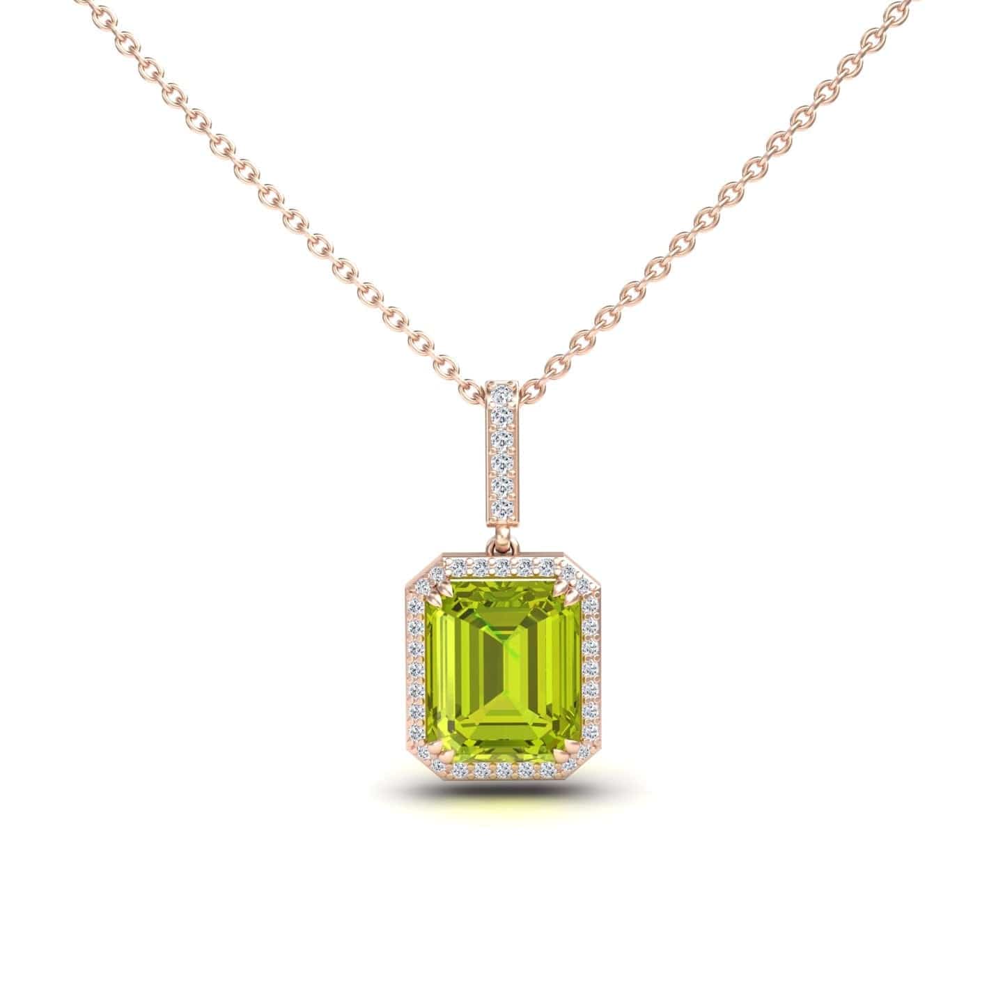 Peridot & Diamond Halo Necklace - Sanya