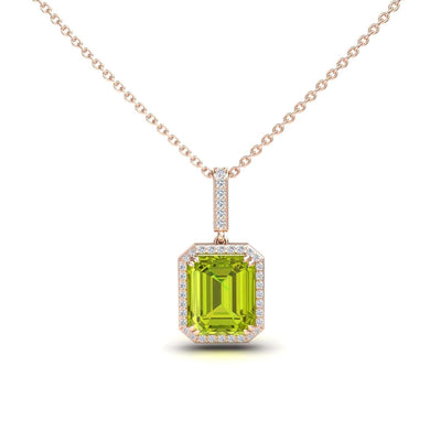 Peridot & Diamond Halo Necklace