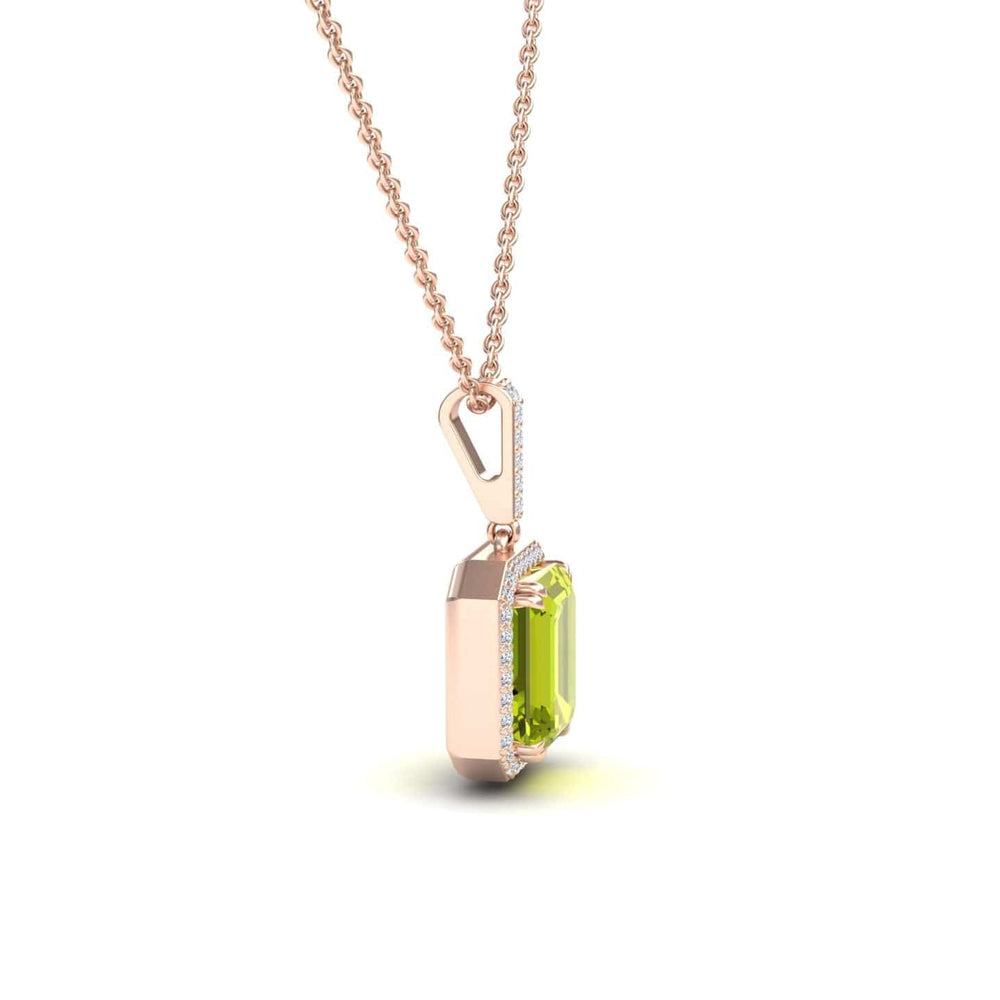 Peridot & Diamond Halo Necklace - Sanya