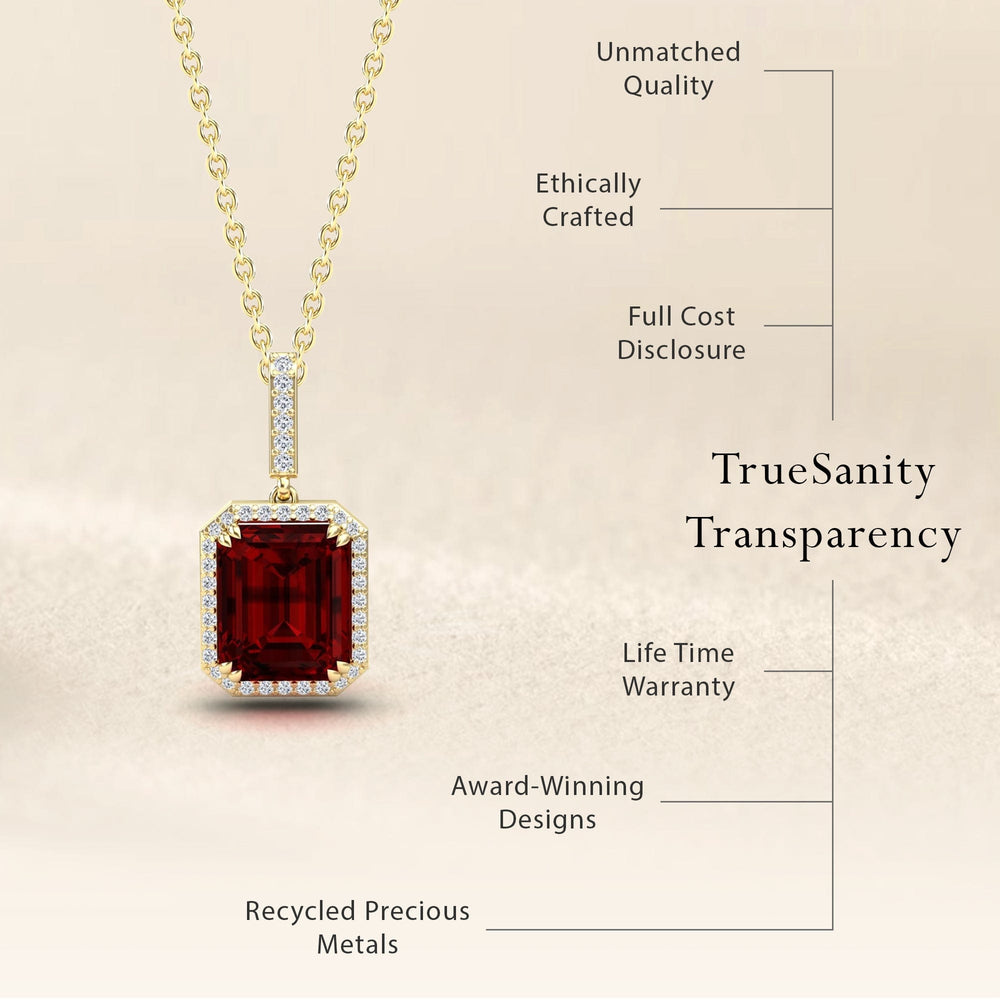 Garnet & Diamond Halo Necklace - Sanya