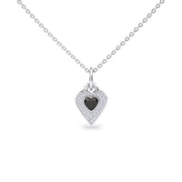 Black & White Diamond Heart Necklace - Tara