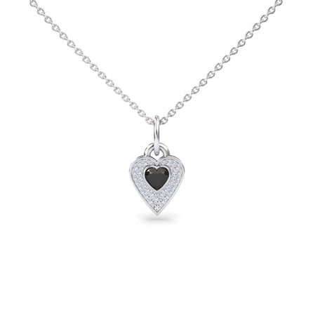 Black & White Diamond Heart Necklace - Tara