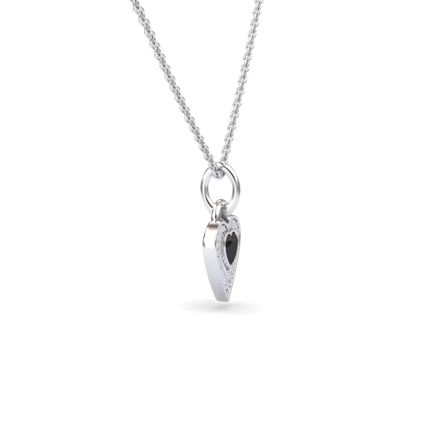 Black & White Diamond Heart Necklace - Tara