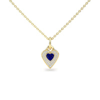 Lab Grown Blue Sapphire & White Diamond Heart Necklace - Tara