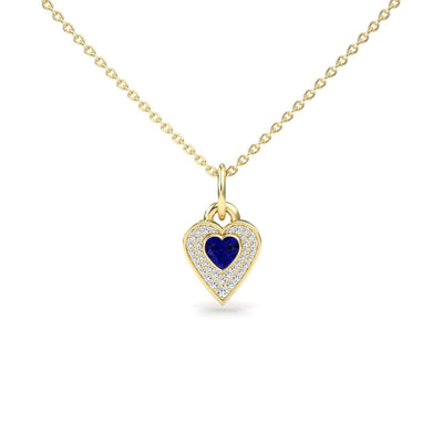 Lab Grown Blue Sapphire & White Diamond Fancy Necklace