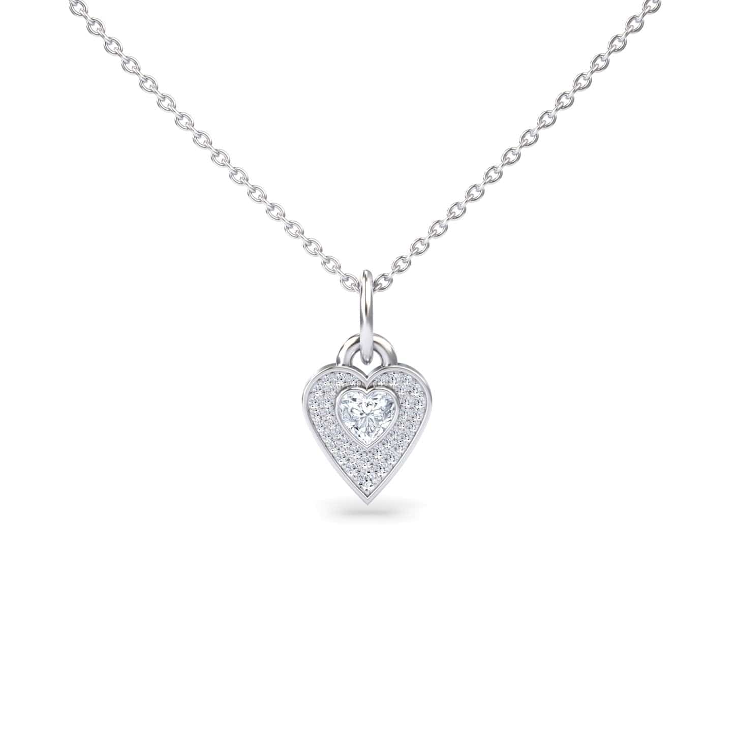Lab Grown White Diamond Heart Necklace - Tara