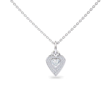 Lab Grown White Diamond Heart Necklace - Tara