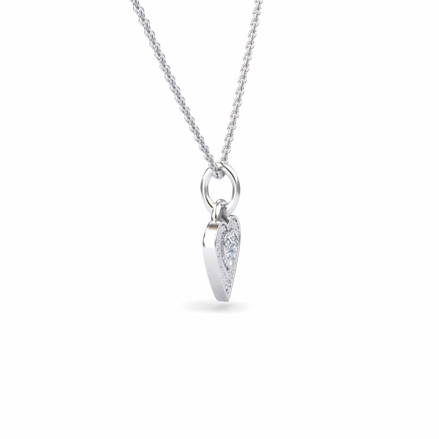 Lab Grown White Diamond Heart Necklace - Tara