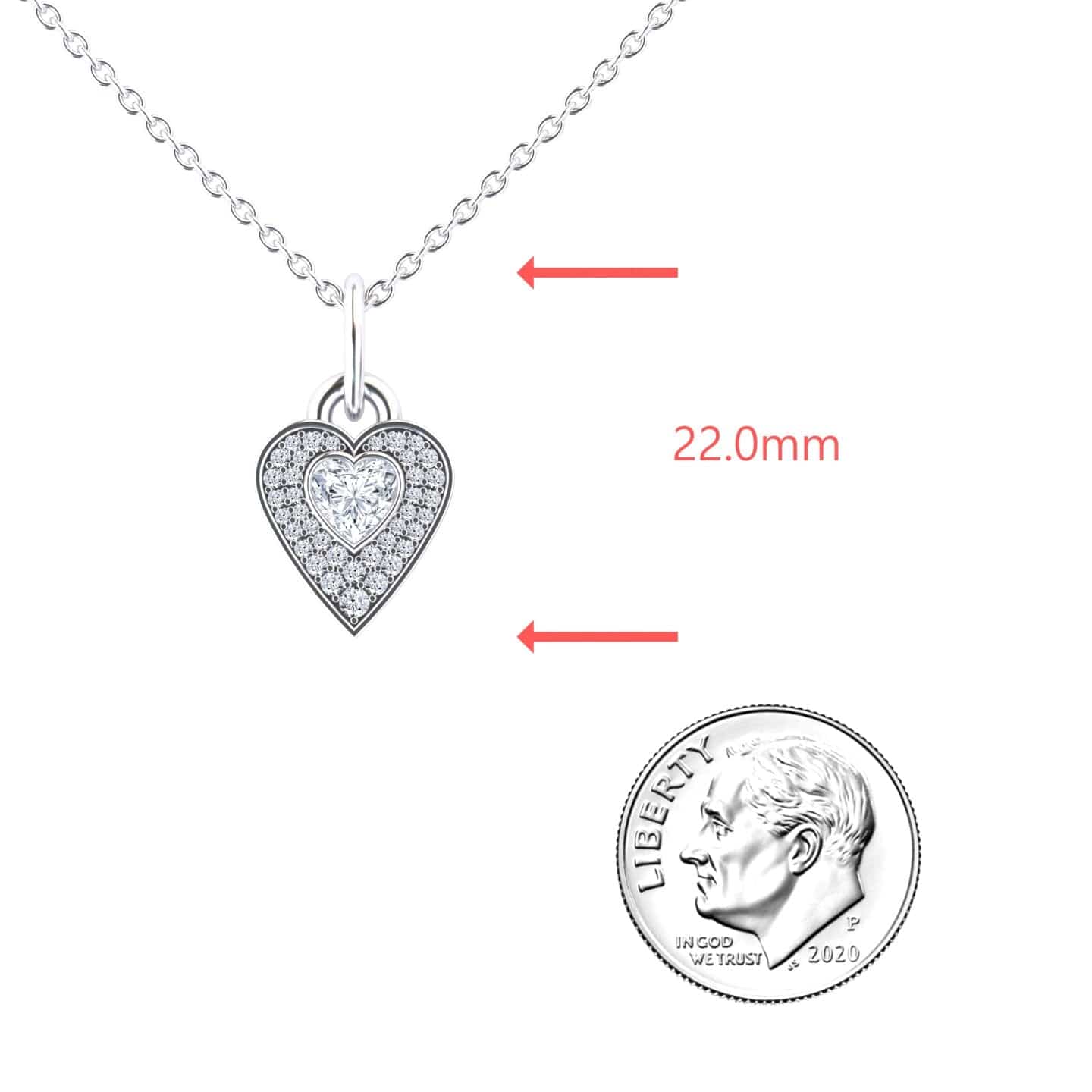 Lab Grown White Diamond Heart Necklace - Tara