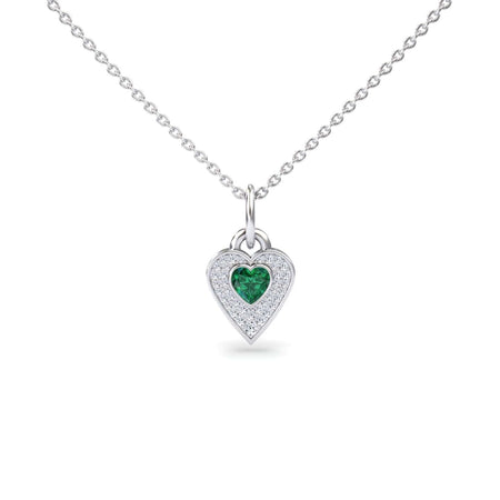 Lab Grown Emerald & Diamond Fancy Heart Necklace - Tara