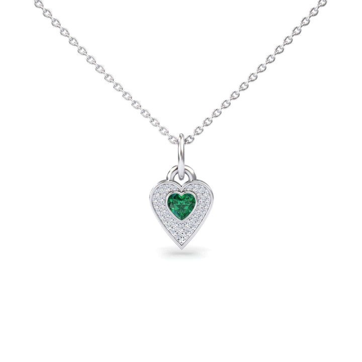 Lab Grown Emerald & Diamond Fancy Heart Necklace - Tara