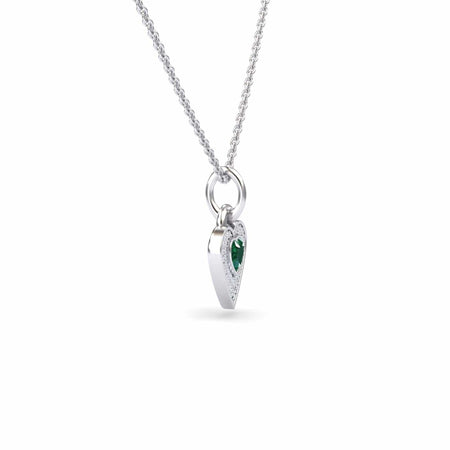 Lab Grown Emerald & Diamond Fancy Heart Necklace - Tara