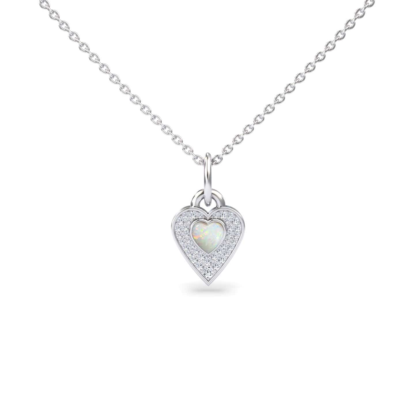 Opal & Diamond Fancy Heart Necklace - Tara