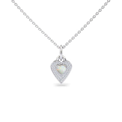 Opal & Diamond Fancy Heart Necklace