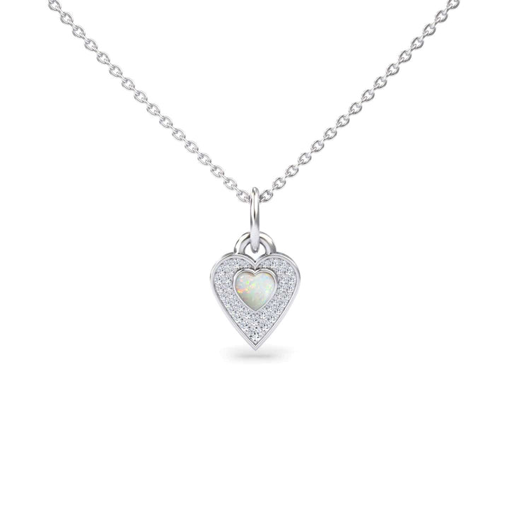 Opal & Diamond Fancy Heart Necklace - Tara