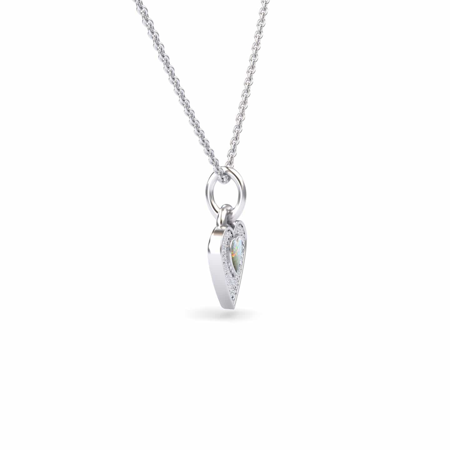 Opal & Diamond Fancy Heart Necklace - Tara