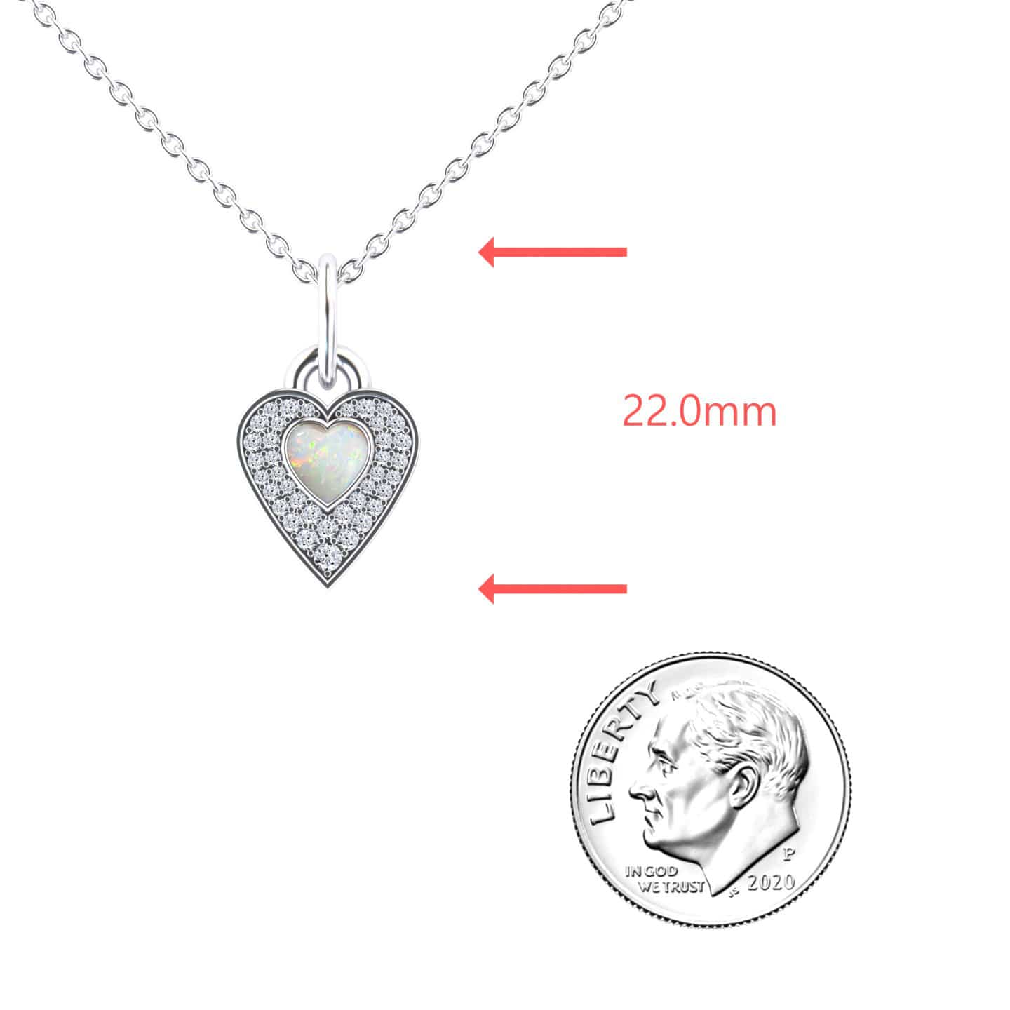 Opal & Diamond Fancy Heart Necklace - Tara