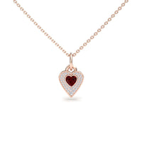 Lab Grown Ruby & White Diamond Heart Necklace - Tara