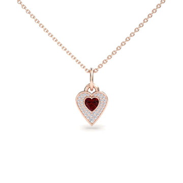 Lab Grown Ruby & White Diamond Heart Necklace - Tara