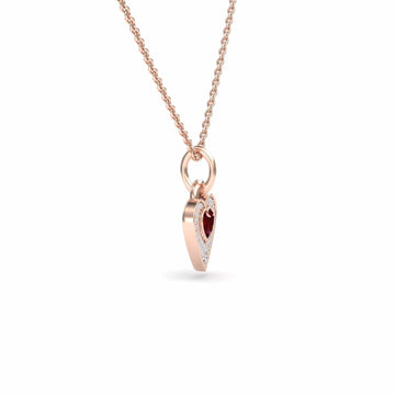 Lab Grown Ruby & White Diamond Heart Necklace - Tara