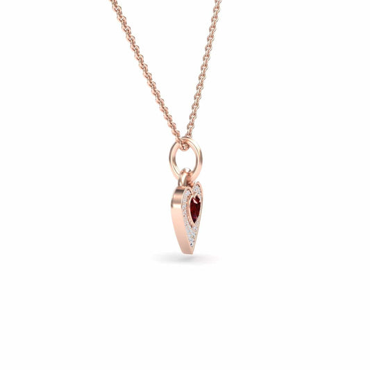 Lab Grown Ruby & White Diamond Heart Necklace - Tara