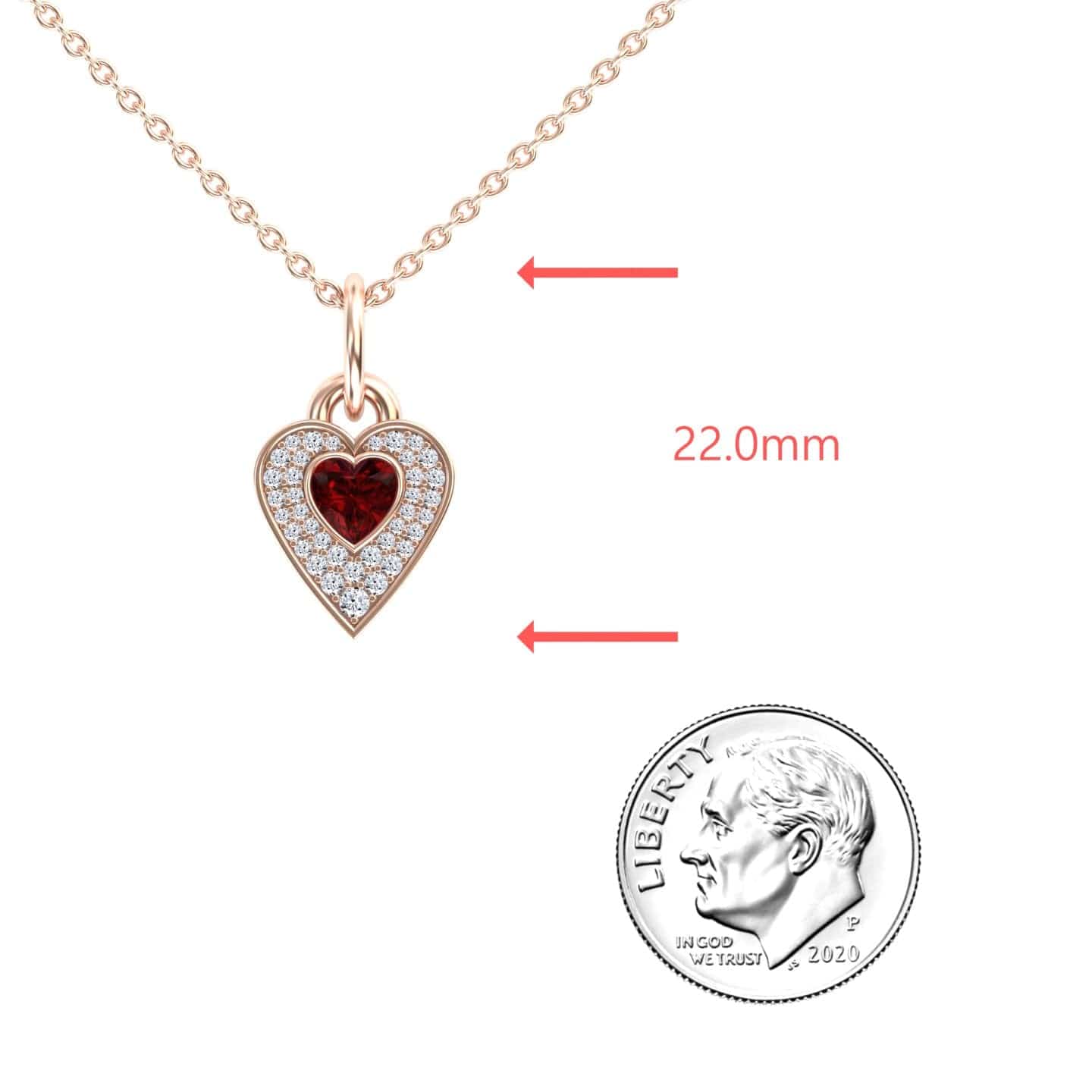 Lab Grown Ruby & White Diamond Heart Necklace - Tara