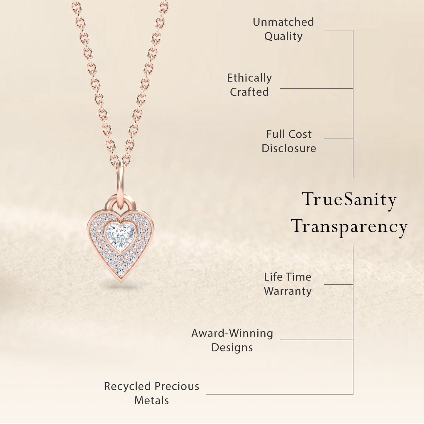 Lab Grown White Diamond Heart Necklace - Tara