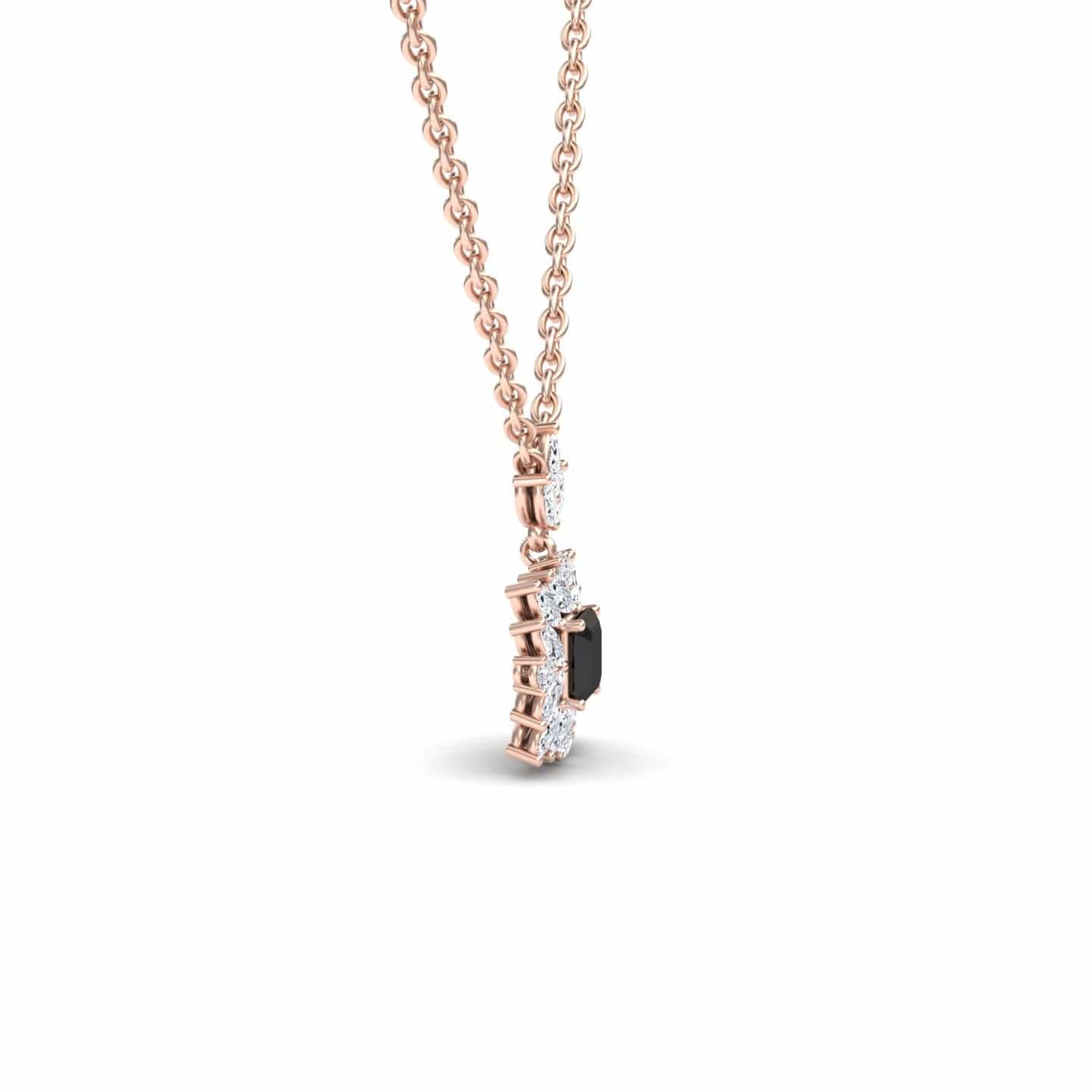 Black & White Diamond Halo Necklace - Zeina