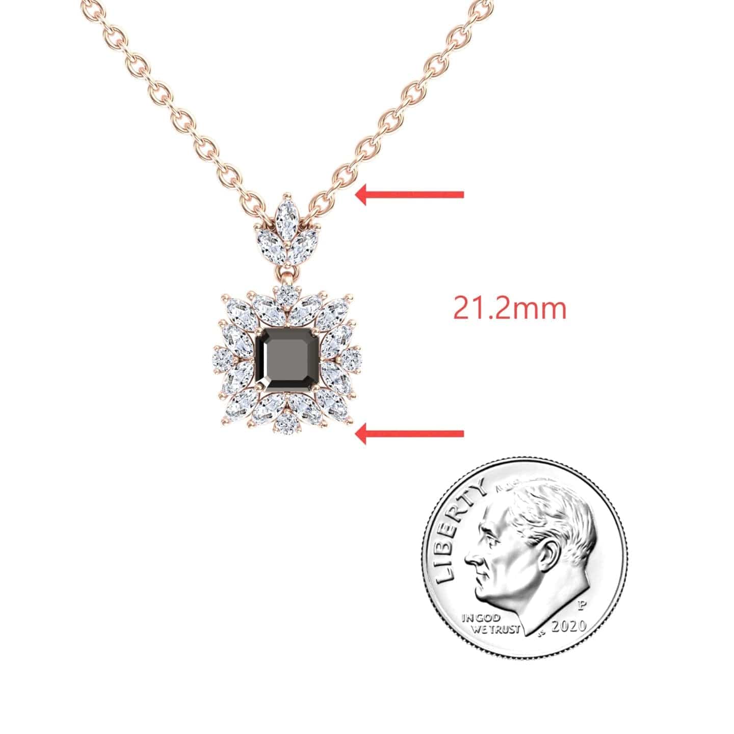 Black & White Diamond Halo Necklace - Zeina