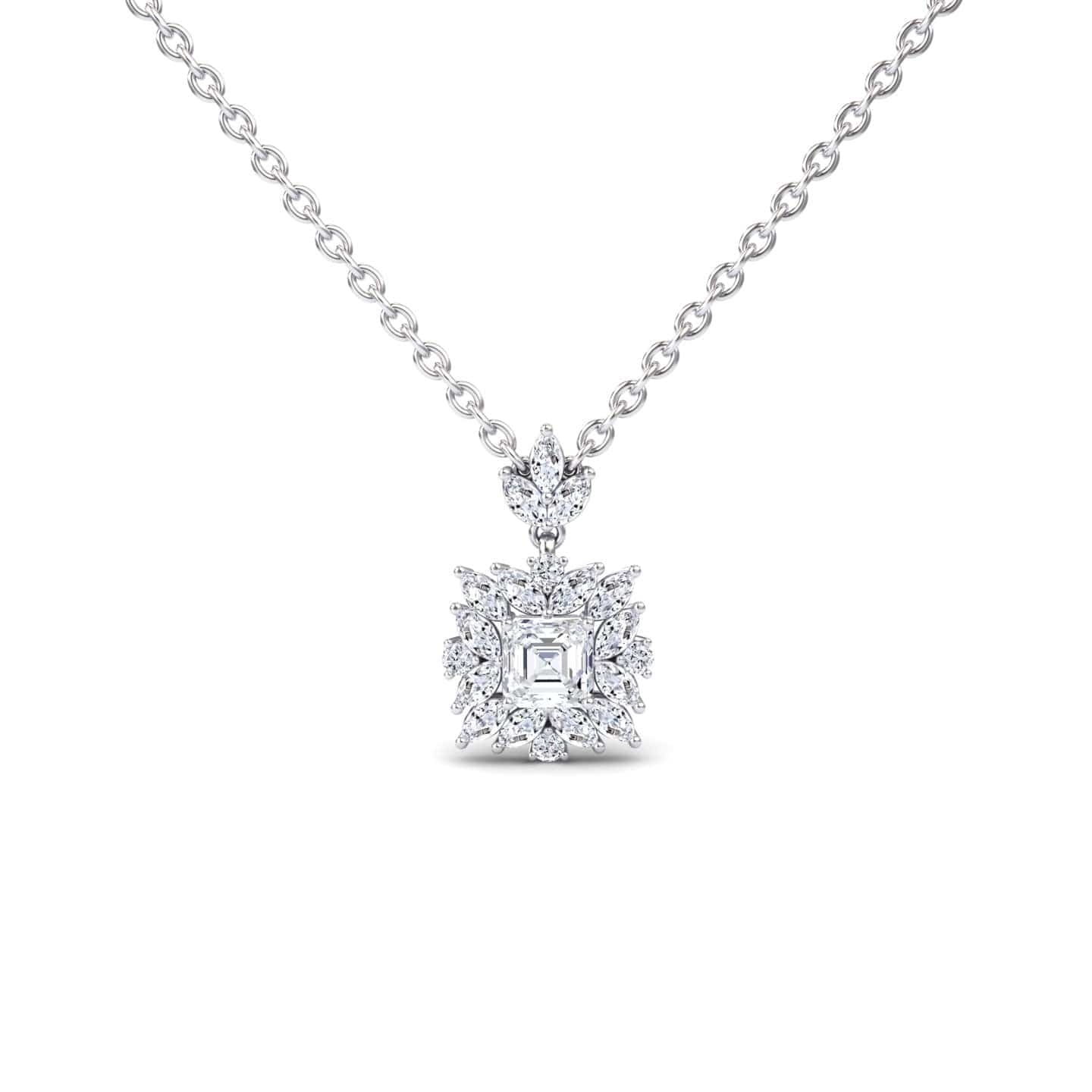 Diamond Halo Necklace - Zeina