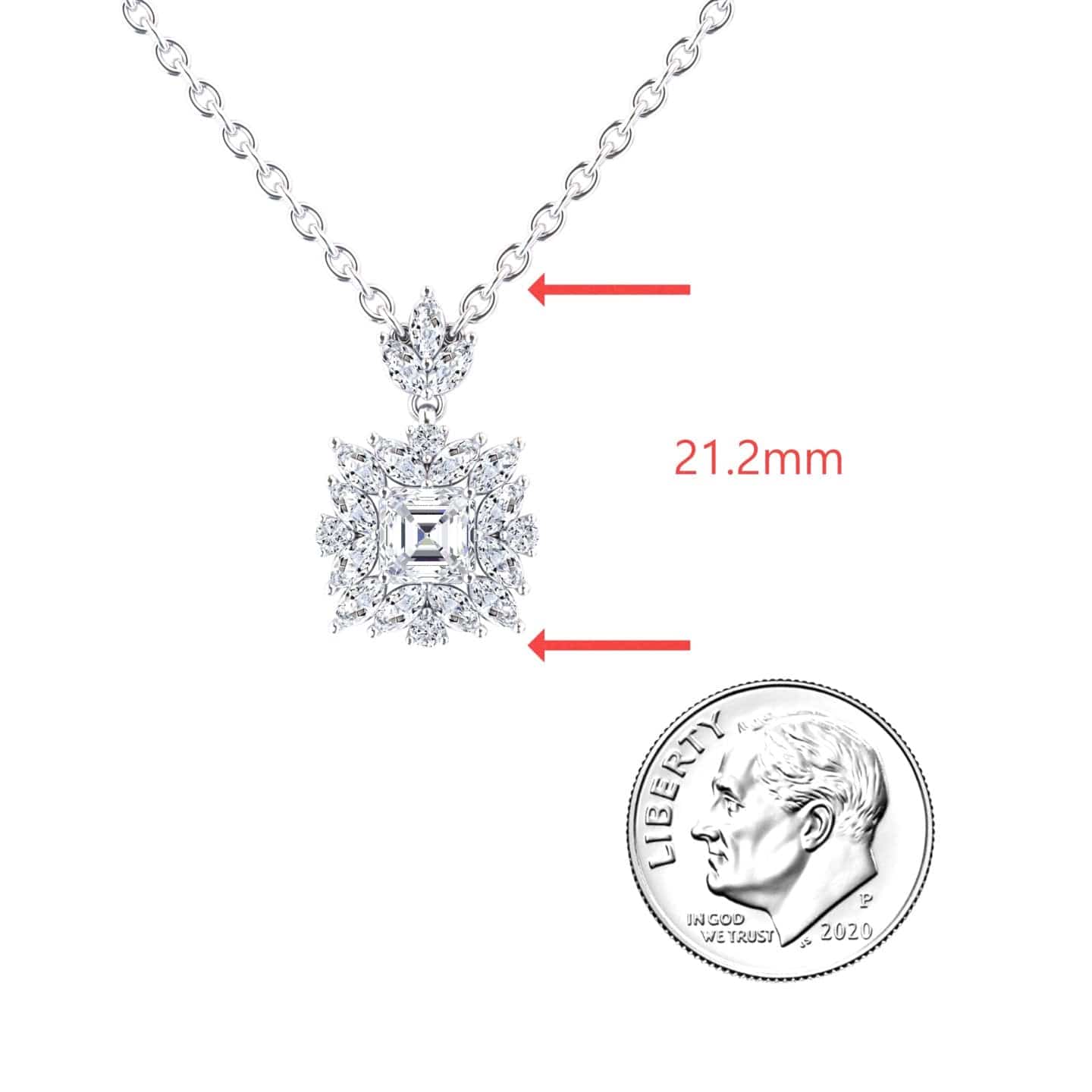 Diamond Halo Necklace - Zeina