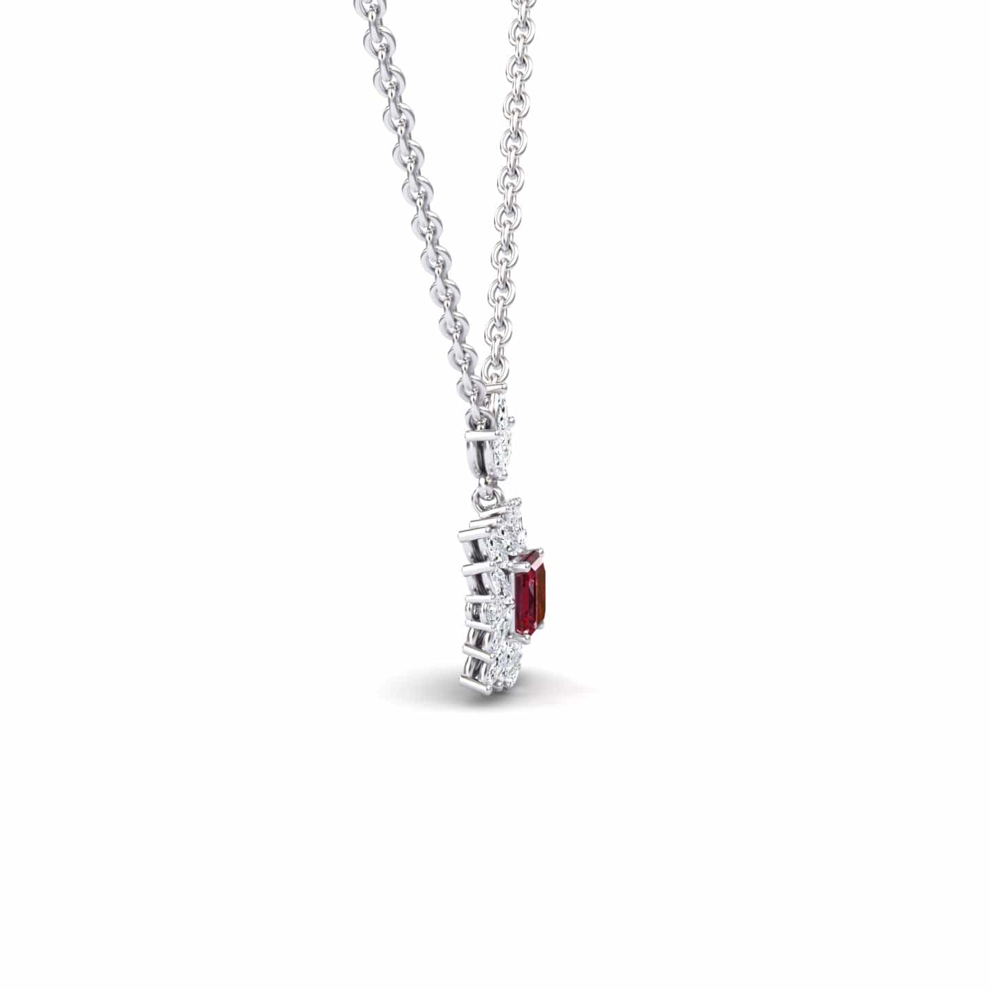 Lab Grown Ruby & Diamond Halo Necklace - Zeina