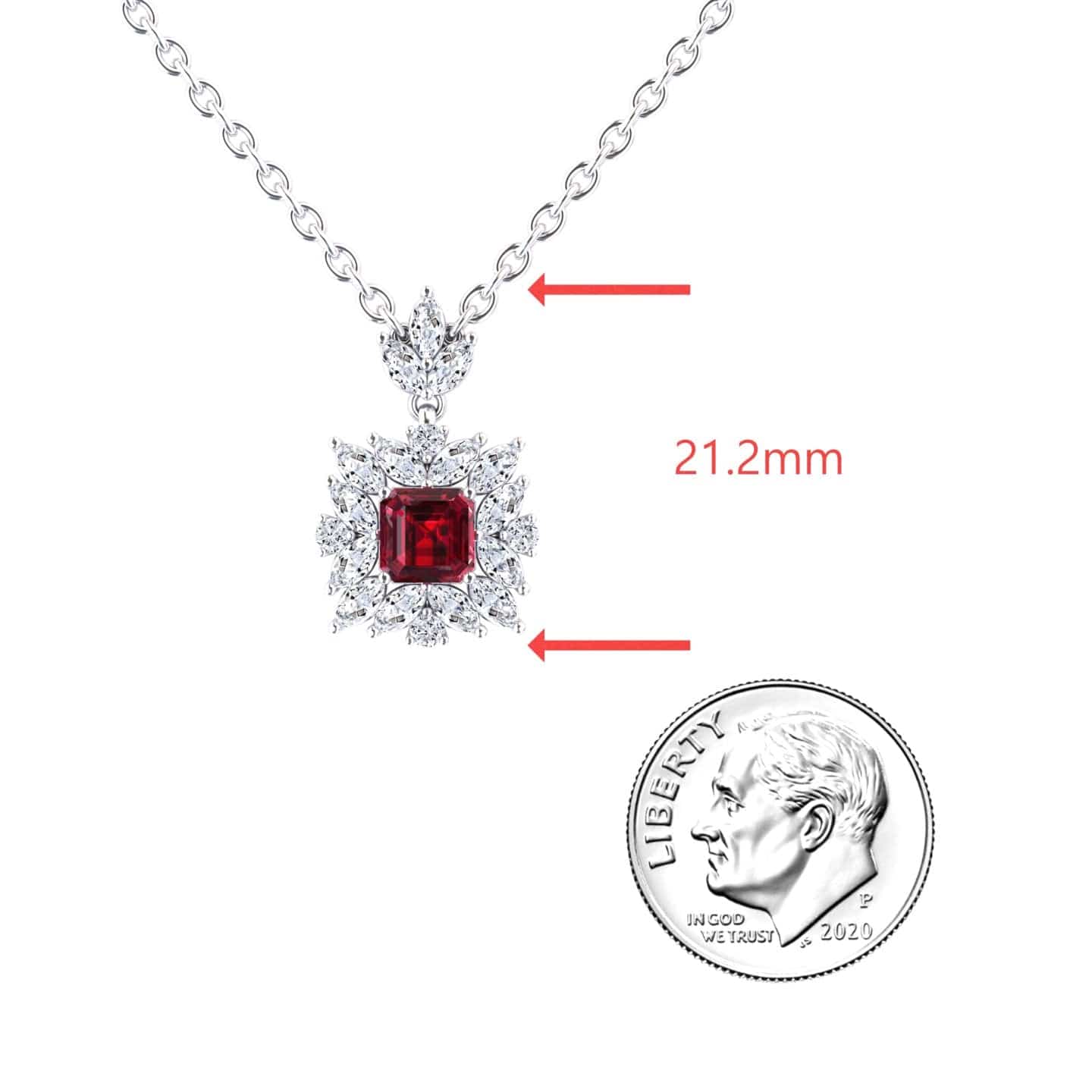 Lab Grown Ruby & Diamond Halo Necklace - Zeina
