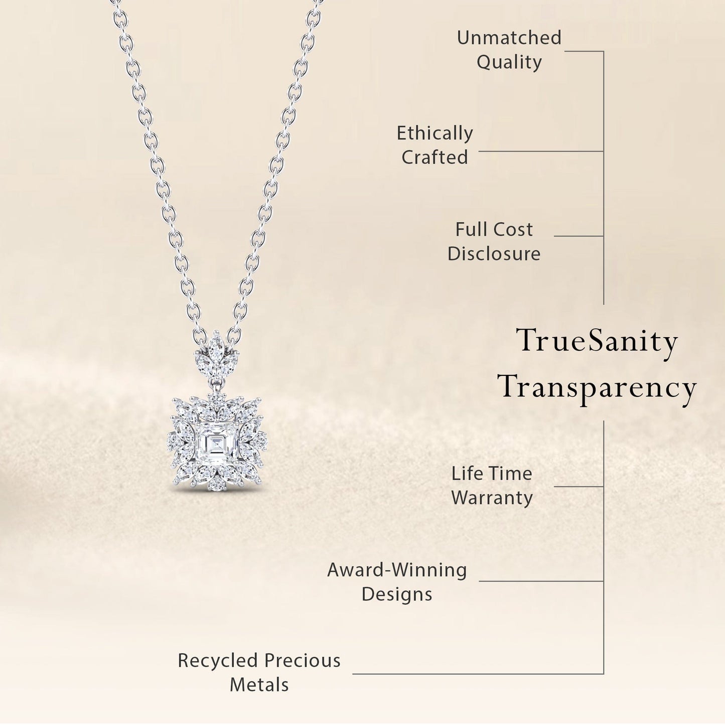 Diamond Halo Necklace - Zeina