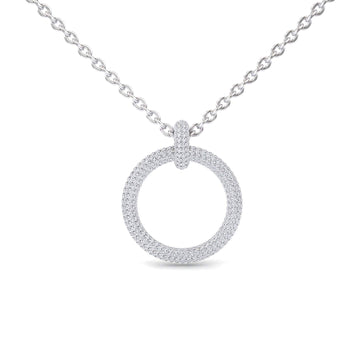 White Diamond Circle Necklace - Aileen