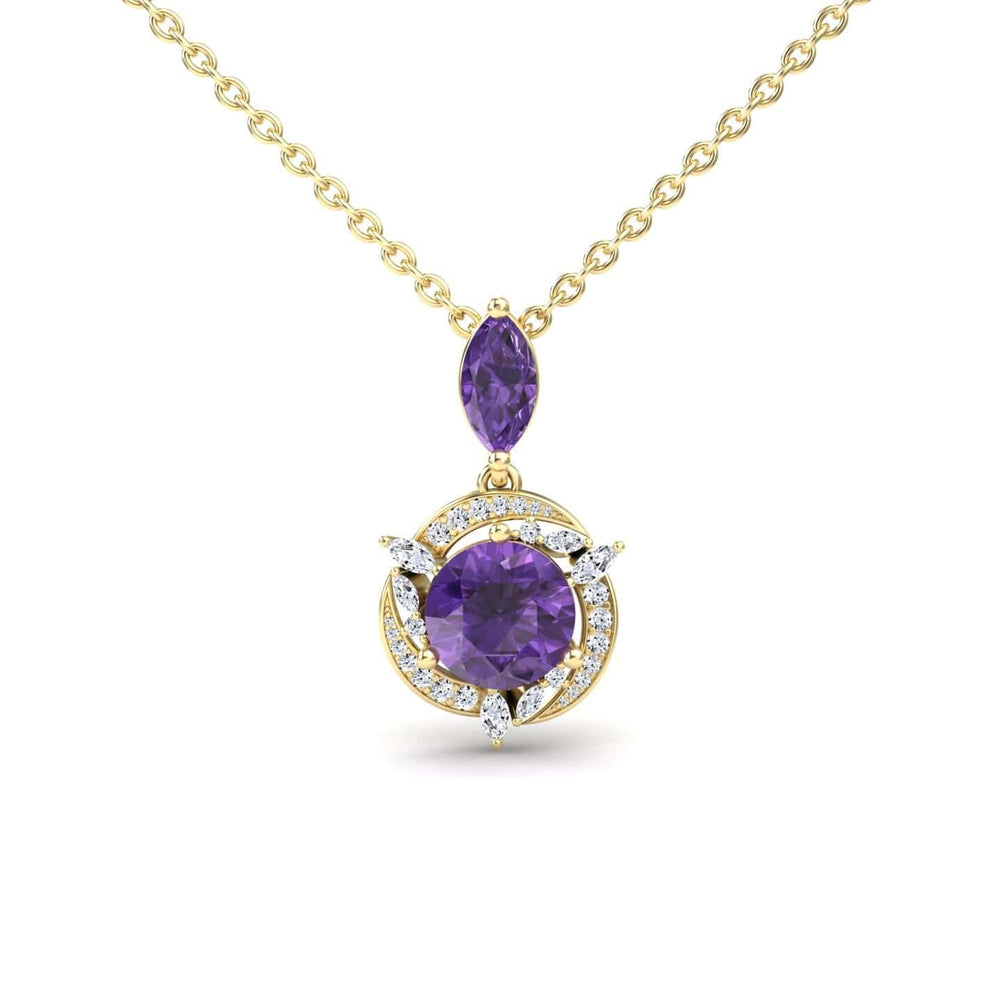 Amethyst & Diamond Halo Swirl Necklace - Basanti