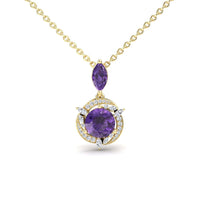 Amethyst & Diamond Halo Swirl Necklace - Basanti