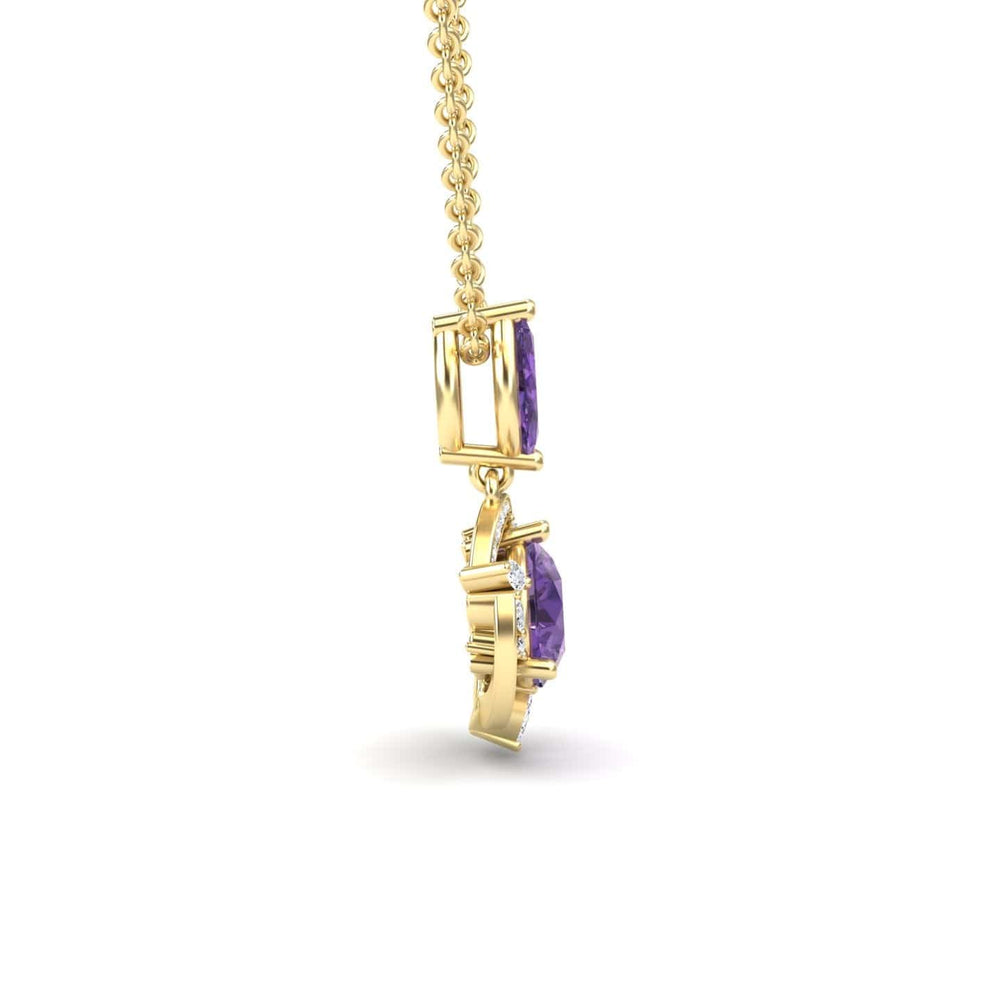Amethyst & Diamond Halo Swirl Necklace - Basanti