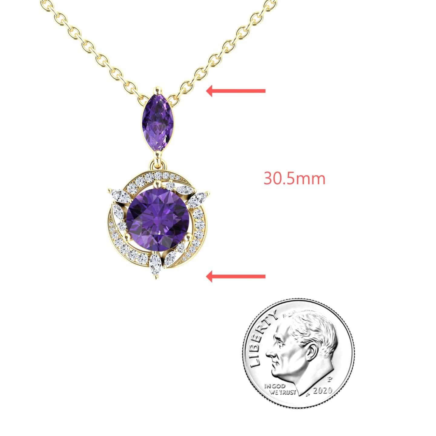 Amethyst & Diamond Halo Swirl Necklace - Basanti