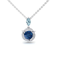 London Blue Topaz & Aquamarine Halo Swirl Necklace - Basanti