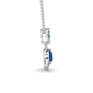 London Blue Topaz & Aquamarine Halo Swirl Necklace - Basanti