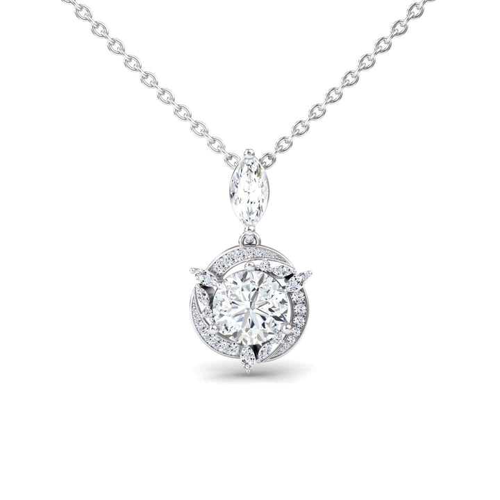 Lab Grown Moissanite Halo Swirl Necklace - Basanti