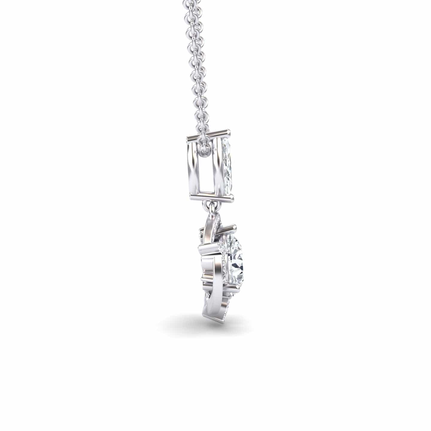 White Moissanite Halo Swirl Necklace - Basanti