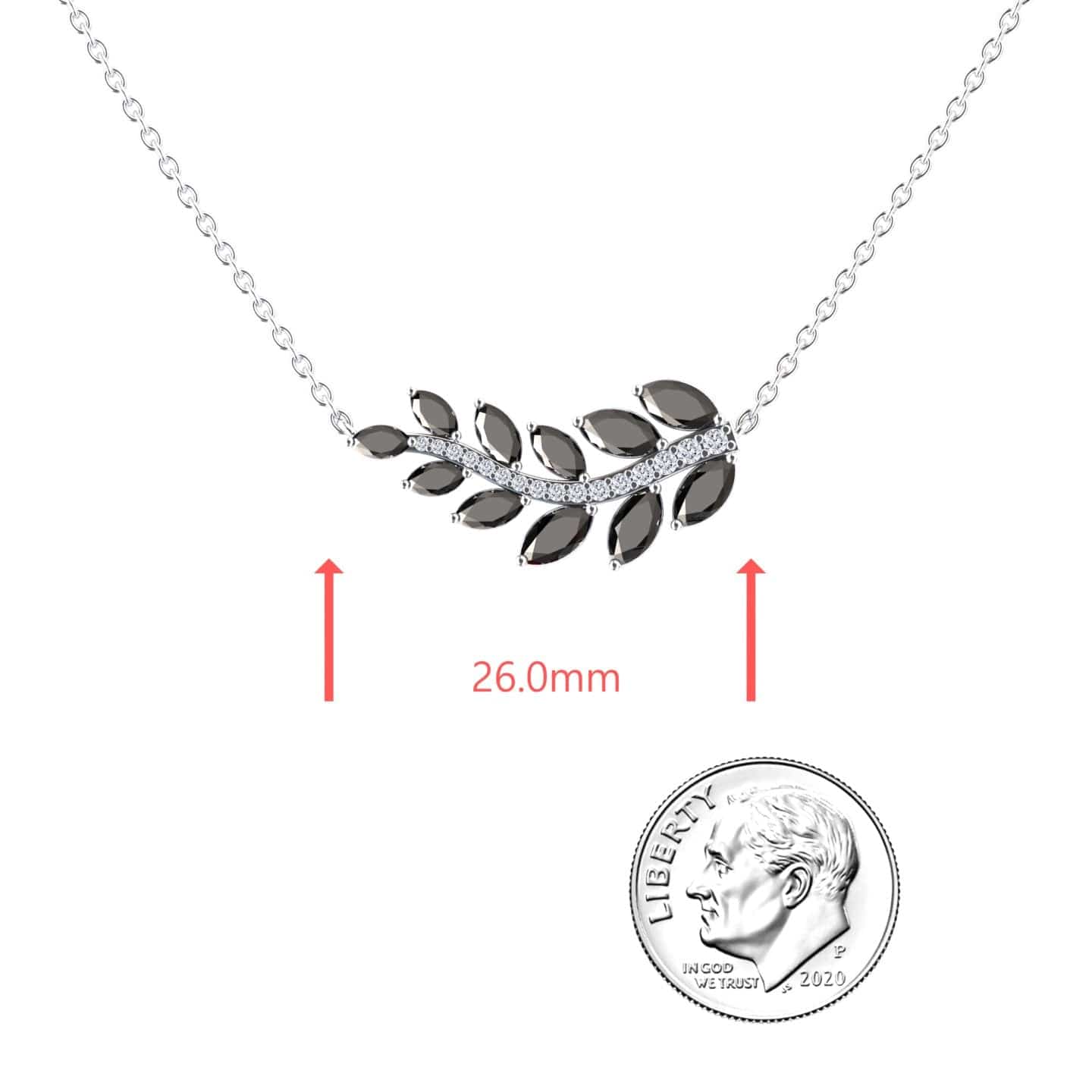 Black & White Diamond Leaf Vine Necklace - Caryn
