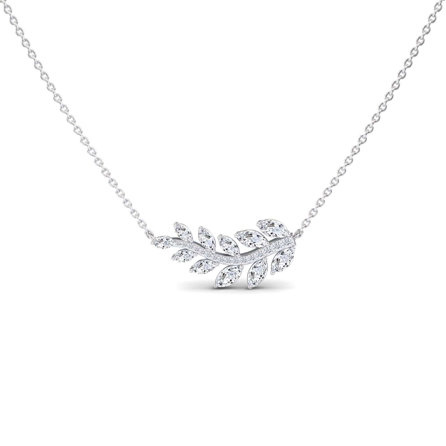 White Diamond Leaf Vine Necklace - Caryn
